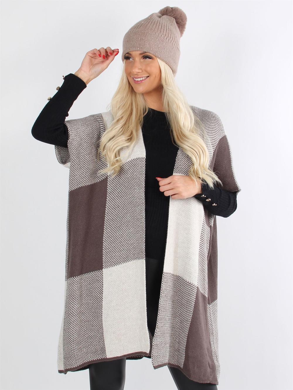 Saimine - Armygrøn simpel strikcardigan uden ærmer